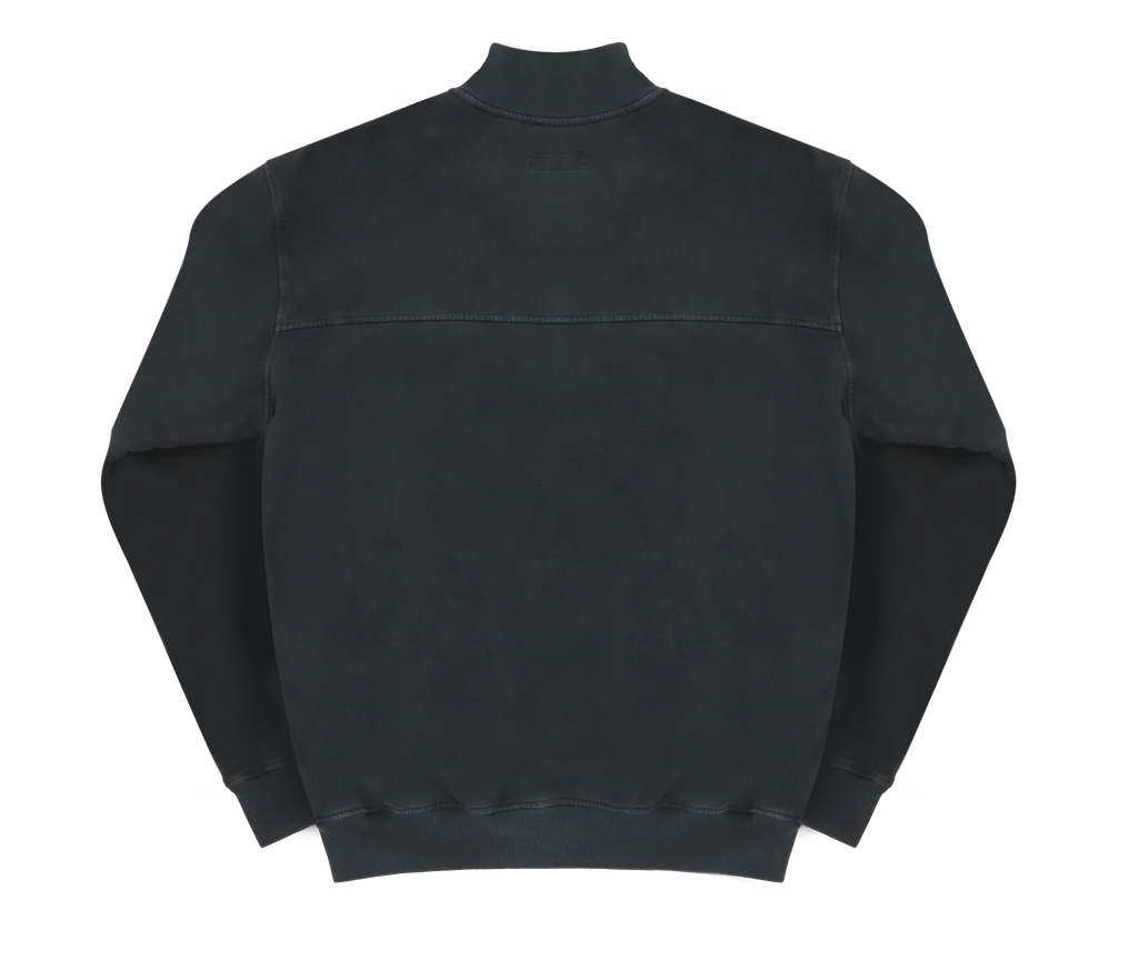Stone Washed Half Zip Sweatshirt - Black