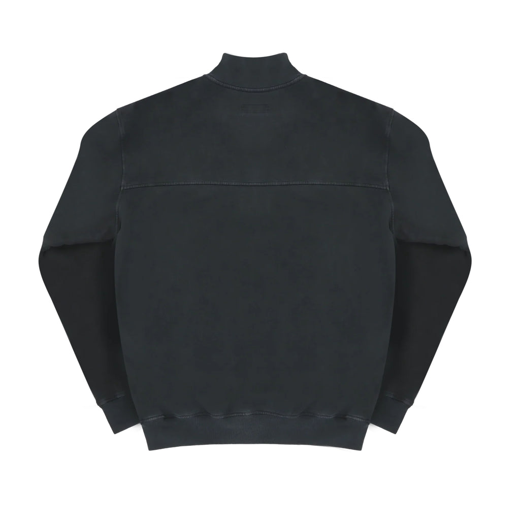 Stone Washed Half Zip Sweatshirt - Black