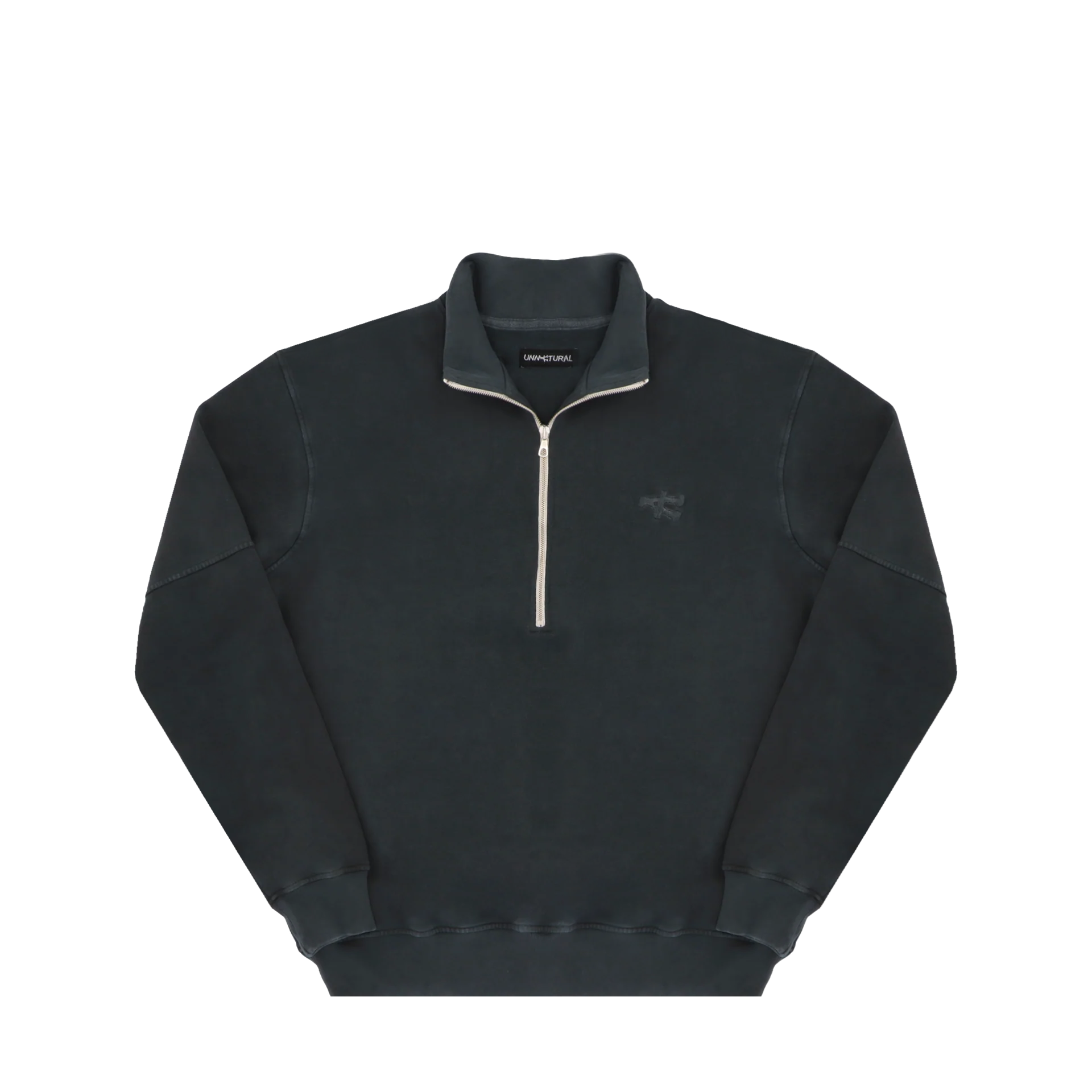 Stone Washed Half Zip Sweatshirt - Black