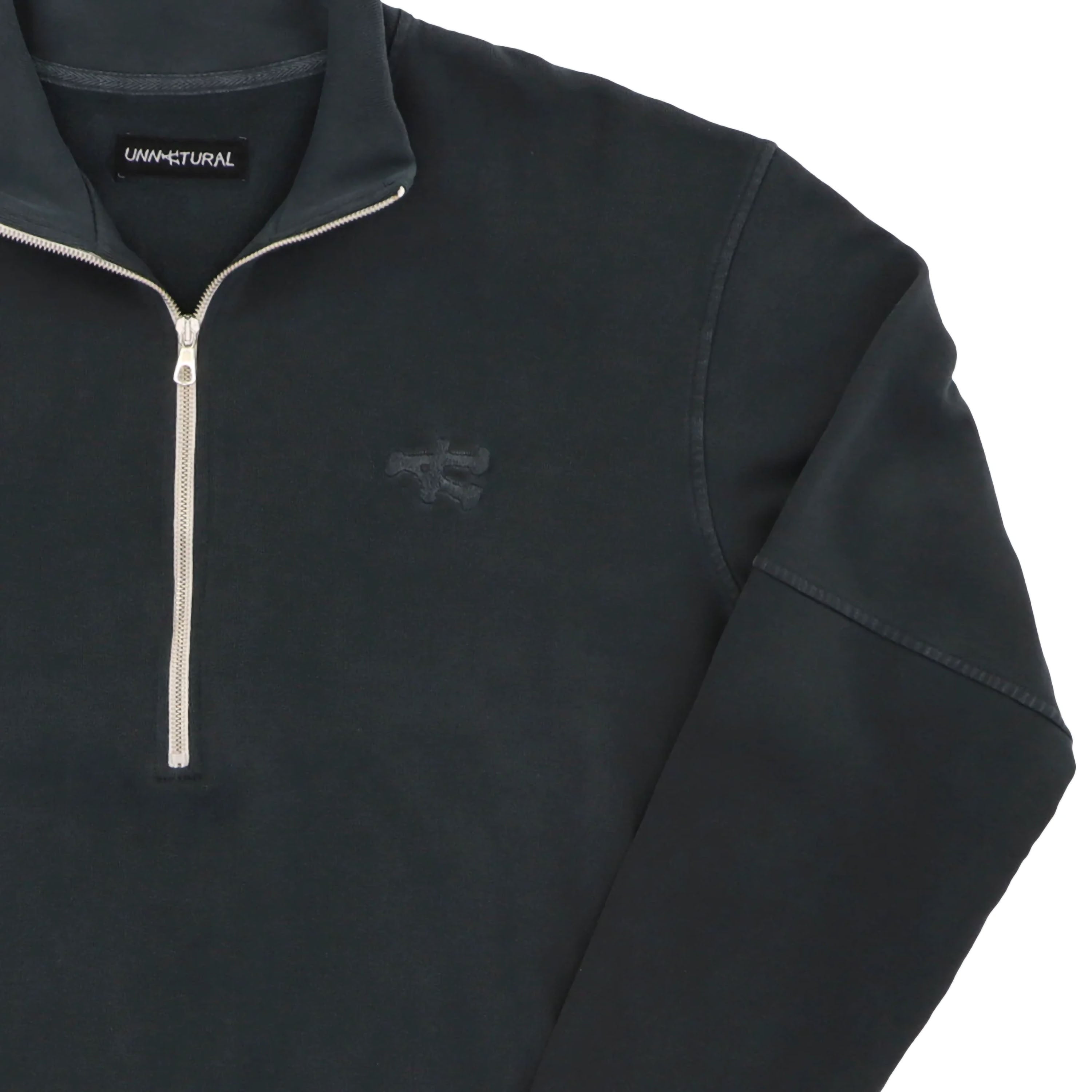 Stone Washed Half Zip Sweatshirt - Black